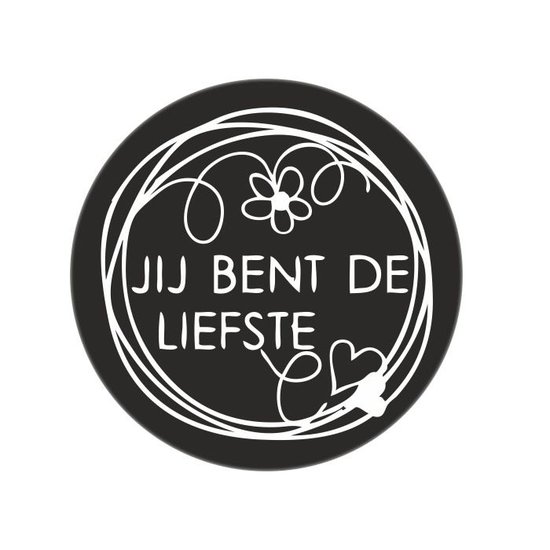 Stickers 5x Liefste zwart rond Hartje