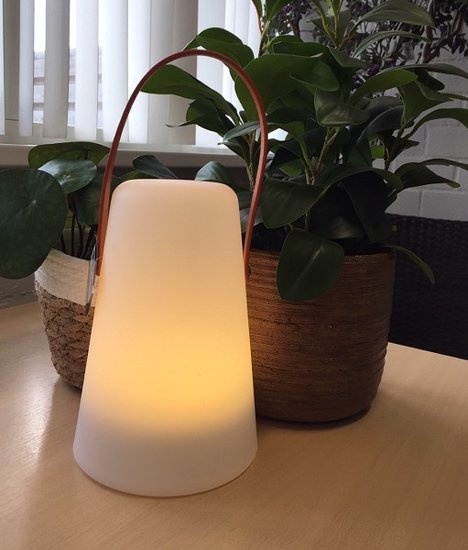 LED lamp leren hanger Ø13,5x20cm met timer draagbaar
