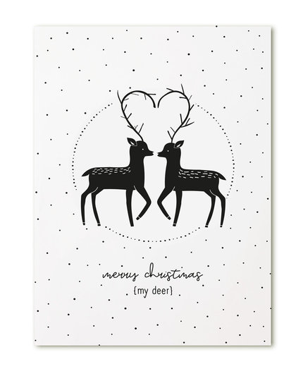 Kerstkaart Merry Christmas my deer hart Zoedt