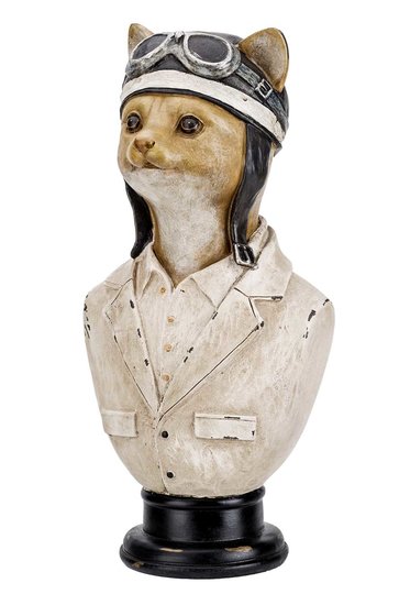 BUSTE CAT PILOT CREME H29,8CM POLYRESIN