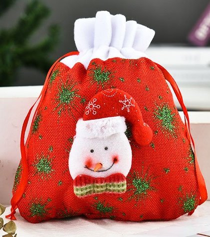 Kerst cadeau zakje textiel 21x24cm Snowman