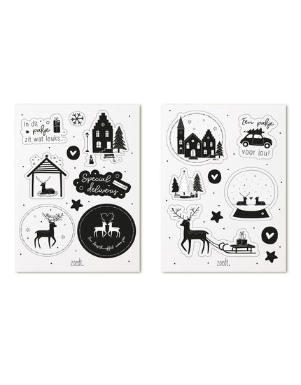 Kerststickers 12 stuks divers Kerst