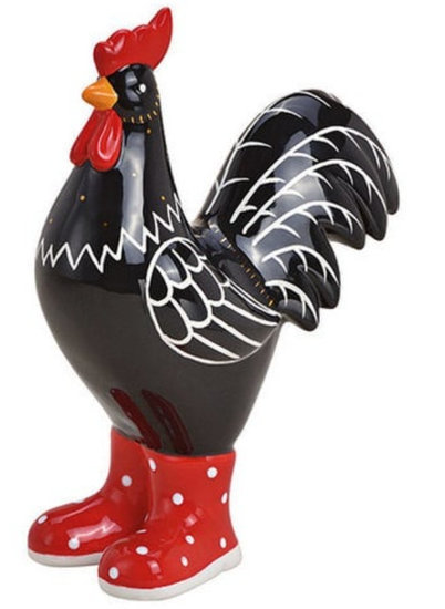 Haan zwart/rood 22xH18x9cm