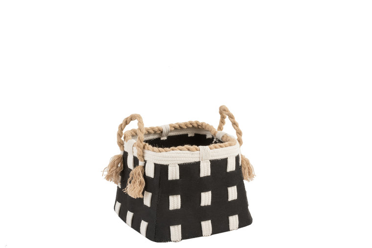 Mand Touw Jute Textiel Zwart/Ecru