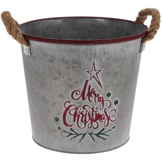 Bloempot  Kerst zink  26x22,5cm