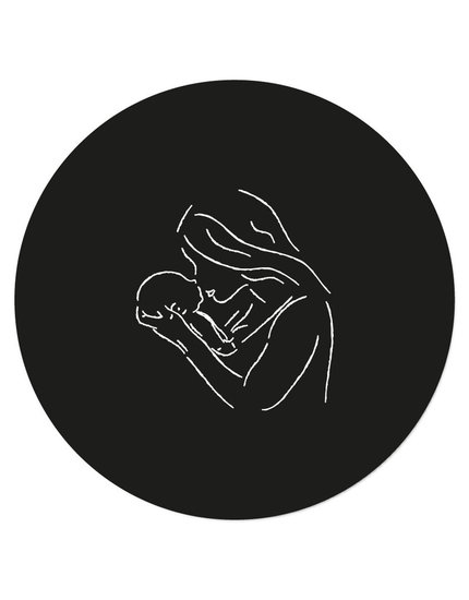 Zoedt Muurcirkel (binnen) zwart met lijntekening vrouw met kind..'20 cm 