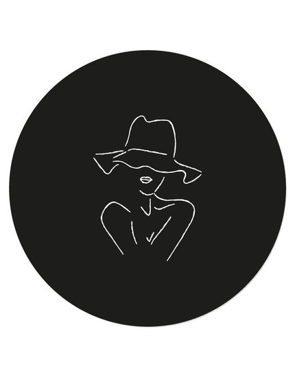 Zoedt Muurcirkel zwart met lijntekening vrouw met hoed.'20 cm 