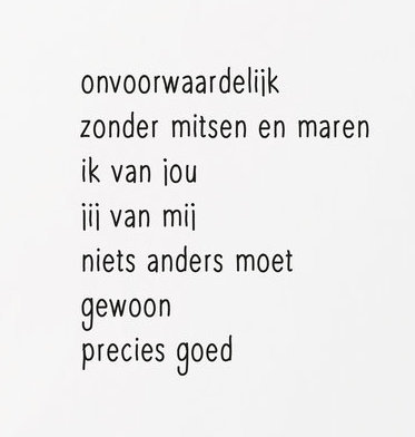 Kaart met gedicht 'Onvoorwaardelijk...'