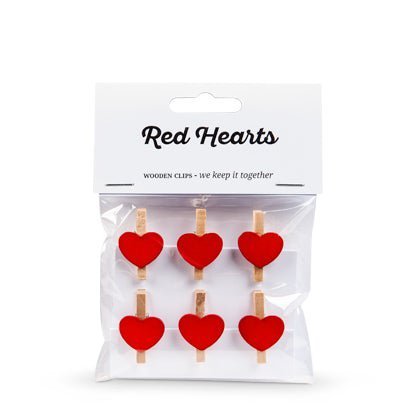  Knijpertjes Mini knijpers Red Hearts