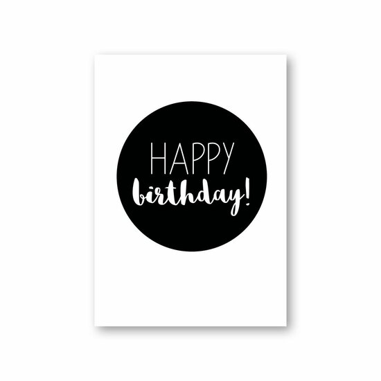 Kaart  Happy Birthday | Wit-Zwart