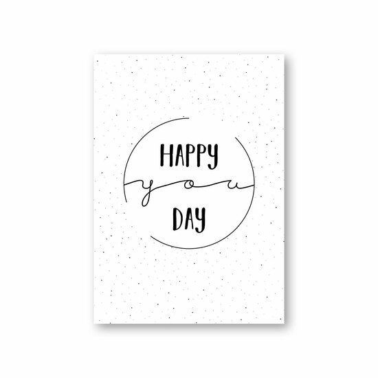 Kaart  Happy you day | Wit-Zwart