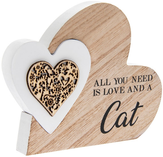 Love and a Cat decoratie met hart H12,5