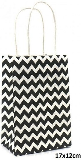 Cadeautas zwart wit zig-zag 17 x 12