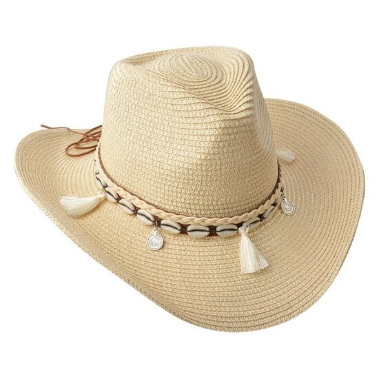Hoed Beige schelpjes/Cowboyhoed