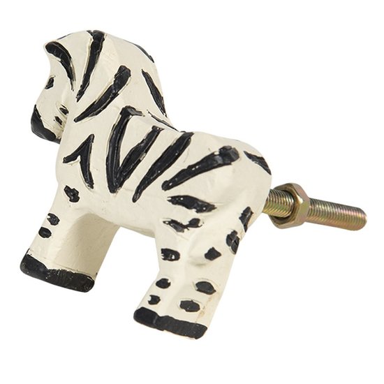 DEURKNOP/LADEKNOP 6*7*5 CM ZWART WIT ZEBRA