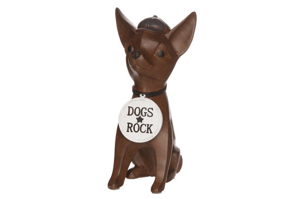 HOND DOGS ROCK BRUIN RESINE 12X11X23CM