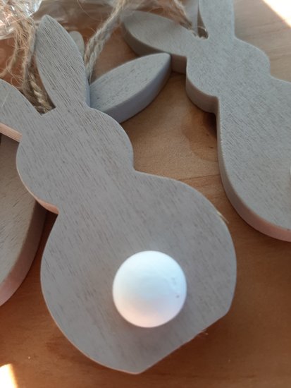 Hangdecoratie hout Paashaasjes set 4