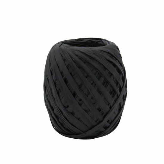 Raffia lint zwart 5 mm (50 meter)