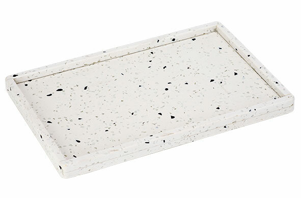 TERRAZZO TRAY 30X20CM WIT MET BOORD RECHTHOEK