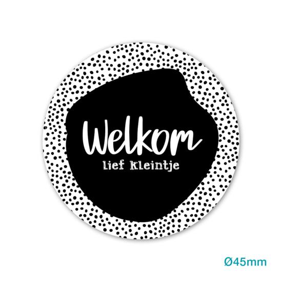 Stickers Welkom lief kleintje Wit - Zwart 5 stuks