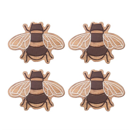 Houten Bee Coasters - Set Of 4