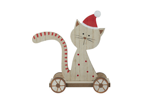 Kat Kerst op wielen Hout 16X6XH17