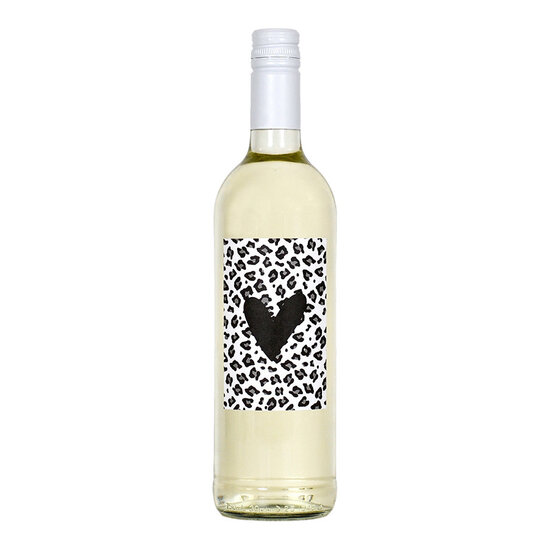 Fles etiket met hart en panterprint