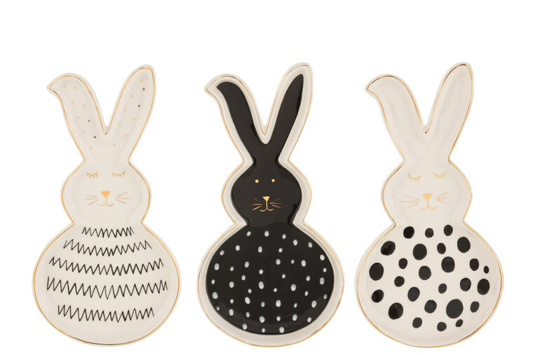 Serveerschaal Konijn/Paashaas Zwart Wit 27 cm.