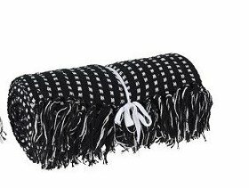 Plaid 170x130cm zwart/wit katoen