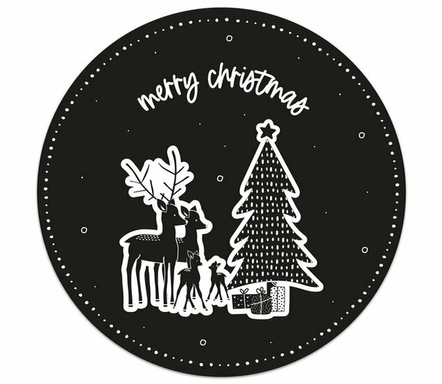 Muurcirkel kerst zwart Merry christmas 20cm. Zoedt
