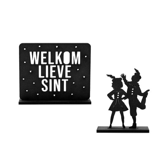 Houten Sinterklaas set bij grachtenpandjes Zoedt