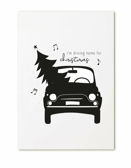 Kerstkaart Driving home for Christmas+envelop