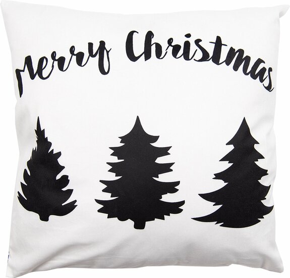 Kussenhoes Kerstbomen Merry Christmas 45x45 Wit