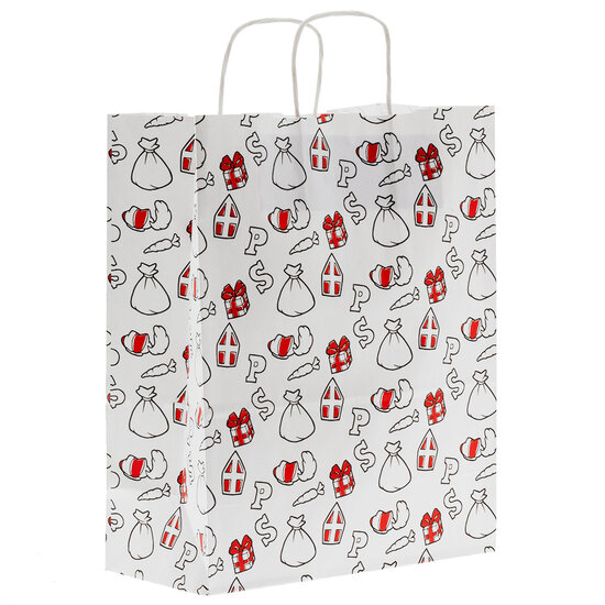 Sinterklaas tasje A4 Wit/Rood 