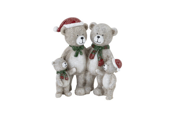 BEERFAMILIE TEDDY ROOD-BRUIN H12,5 CM  RESIN