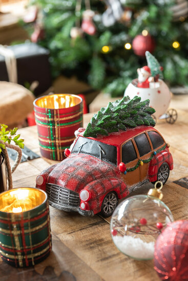 Kerstman In Kerstauto Led 22 cm J-LINE