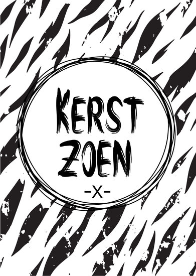 Kerstkaart - Kerstzoen zwart wit