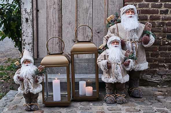 KERSTMAN BEIGE BRUIN POLYESTER 4 AFMETINGEN