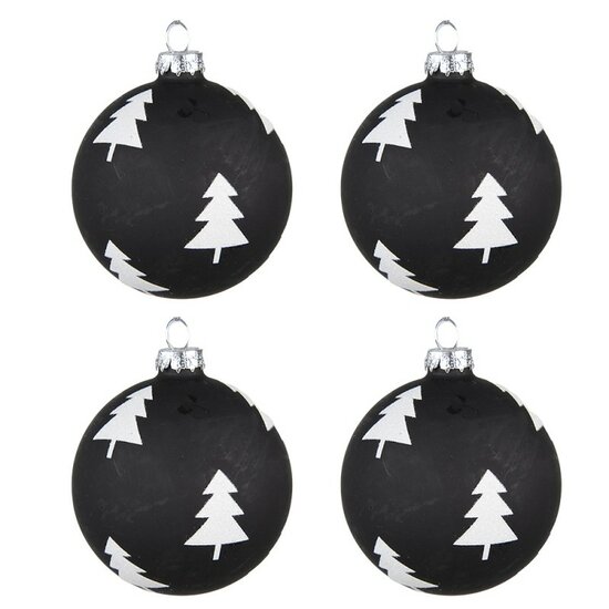  Kerstballen Kerstbomen zwart wit