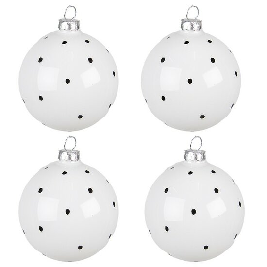 Bijzettafeltje Bourgeon Huiskamer Kerstballen zwart wit. Kerstversiering in de kleuren zwart en wit,  kerststerren, kaarsen,kerstemmers, manden voor kerst - zwartwitshop