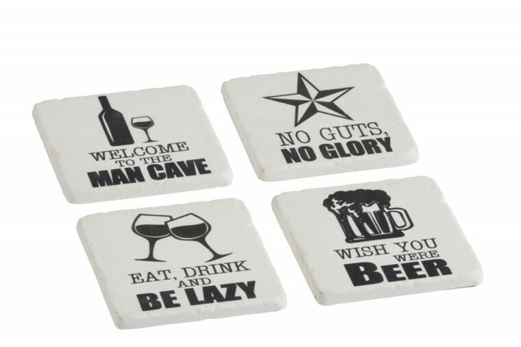 Onderzetters Man cave / Be Lazy set 4