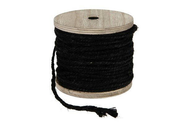  jute touw 130gr op houten spoel zwart