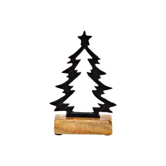 Kerstboom Metaal Zwart op  voet 12xH18x5cm