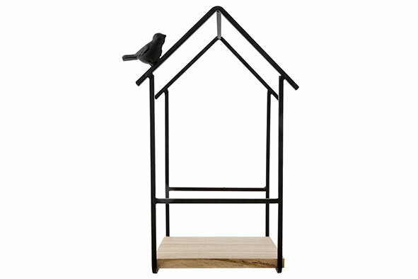 DECOREK HOUSE 1 BIRD ZWART H24,5CM