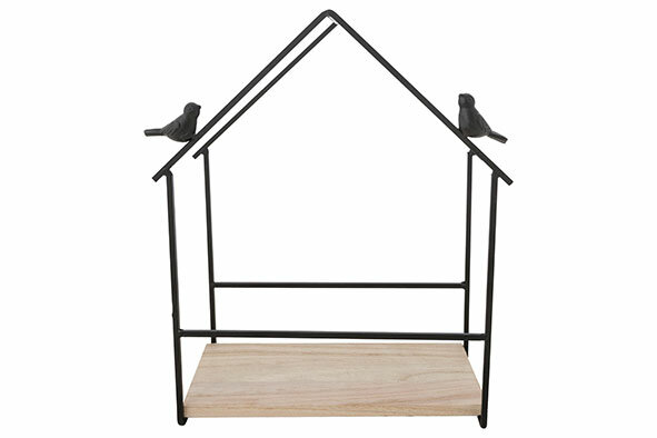 DECOREK HOUSE 2 BIRDS ZWART H28,5CM