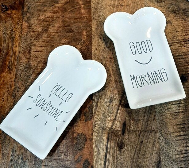 Ontbijtbordjes set 2 stuks Hello sunshine/Good morning