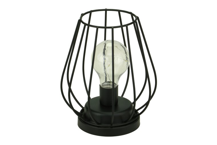 Metalen lamp 15x17 cm met led zwart