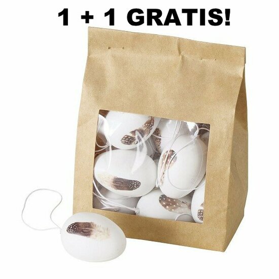1+1 GRATIS! Paaseieren Veer 12 stuks h6cm (=24!)