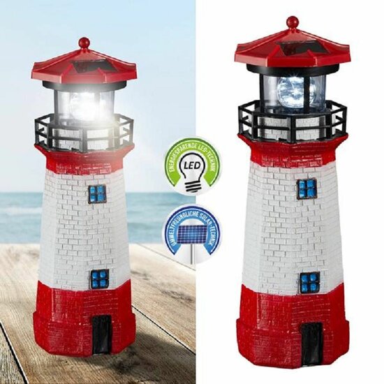 Solar LED Vuurtoren D8 H28cm Polyester