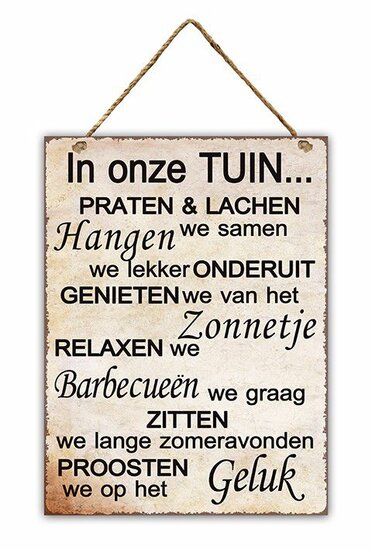 Tekstbord In onze tuin...30x40cm